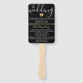 エレガントなウェディング金ゴールドとブラックセットのファン ハンドファン (正面)