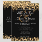 エレガントなウェディング金ゴールドライト 招待状 (正面/裏面)