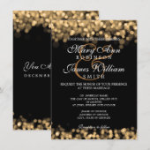 エレガントなウェディング金ゴールドライト 招待状 (正面/裏面)