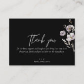 エレガントなウェディング黒い感謝してい水色 プレイスカード (裏面)