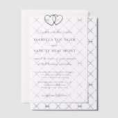 エレガントなウェディング2つのハートカスタム文字オーバーレイ ベラム紙招待状 (オフセット (招待状))