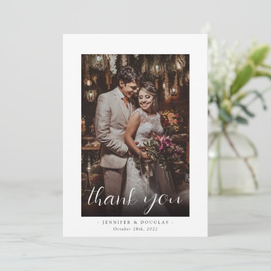 エレガントなウェディング3フォトサンキューカード サンキューカード (スタンド正面)