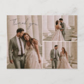 エレガントなウェディング3フォトサンキューカード ポストカード (正面)