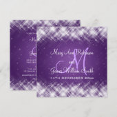 エレガントなウェディング　グラマラスなスパークス　パープル 招待状 (正面/裏面)