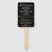 エレガントなウェディング ゴールドとブラックの扇子のセット ハンドファン (裏面)