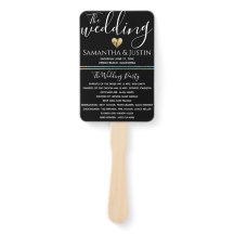 エレガントなウェディング　ゴールドとブラックの扇子のセット