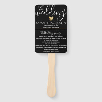 エレガントなウェディング　ゴールドとブラックの扇子のセット ハンドファン