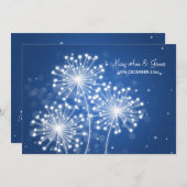 エレガントなウェディング サマー スパークル サファイア ブルー 招待状 (正面/裏面)