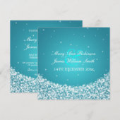 エレガントなウェディング スター スパークル ブルー 招待状 (正面/裏面)