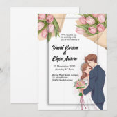 エレガントなウェディング タイムレス&ロマンティックなデザイン 招待状 (正面/裏面)