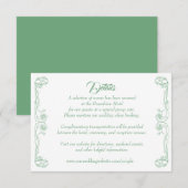 エレガントなウェディング　ディテールカード – 緑のバラのフィリグリー 招待状 (正面/裏面)