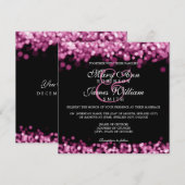 エレガントなウェディング ピンク ライト 招待状 (正面/裏面)