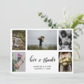エレガントなウェディング フォト 5枚セット | 愛と感謝のスクリプト サンキューカード (スタンド正面)