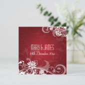 エレガントなウェディング フローラル スワール レッド 招待状 (スタンド正面)