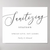 エレガントなウェディング ブライダルシャワー 消毒ステーション ポスター (正面)