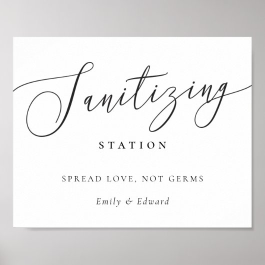エレガントなウェディング ブライダルシャワー 消毒ステーション ポスター (正面)
