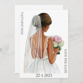 エレガントなウェディング ブライド セーブ ザ デート 招待状 (正面/裏面)