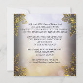 エレガントなウェディング ベージュ ゴールド 招待状 (裏面)