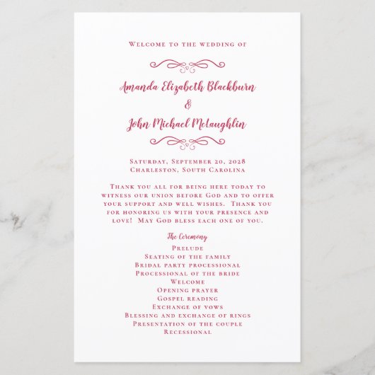 エレガントなウェディング モダンな予算 結婚式 マゼンタ レッド (正面)