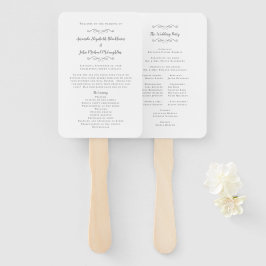 エレガントなウェディング モダンな式次第 グレー ホワイト ハンドファン