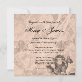 エレガントなウェディング ヴィンテージ ローズ セピア 招待状 (裏面)
