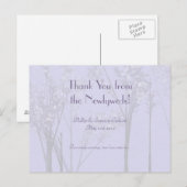 エレガントなウェディング 新婚夫婦 ラベンダー ツリー アート 案内ポストカード (正面/裏面)