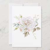 エレガントなウェディング 白 ピンク ローズ ブーケ 招待状 (裏面)