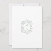 エレガントなウェディング Sage Green French Floral Crest カード (裏面)
