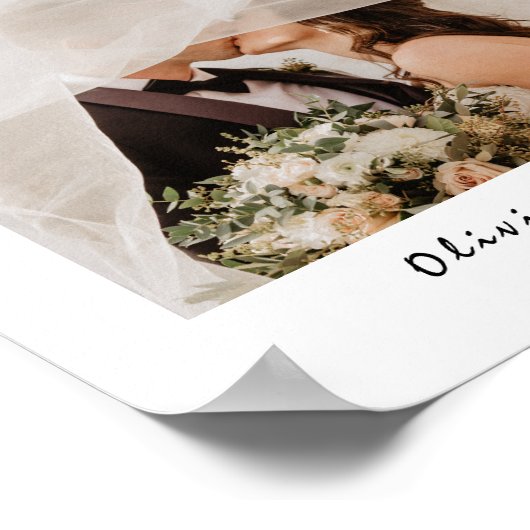 エレガントなウェディングPHOTO書道表番号 ポスター (角)