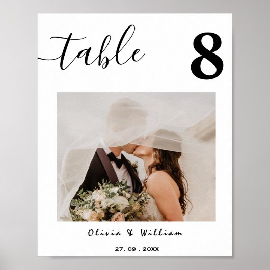 エレガントなウェディングPHOTO書道表番号 ポスター (正面)