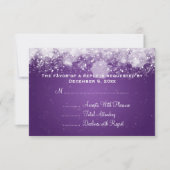 エレガントなウェディングRSVPきらめくナイトパープル 出欠カード (正面)