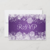 エレガントなウェディングRSVPきらめくナイトパープル 出欠カード (裏面)