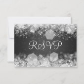 エレガントなウェディングRSVPきらめくナイトブラック 出欠カード (裏面)