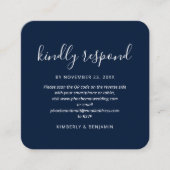 エレガントなウェディングRSVPカードとQRコード スクエア名刺 (正面)