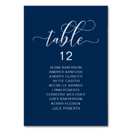 エレガントなウエディングディナー、ゲスト席数表 テーブルナンバー