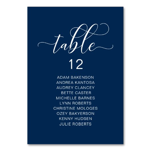 エレガントなウエディングディナー、ゲスト席数表 テーブルナンバー (正面)