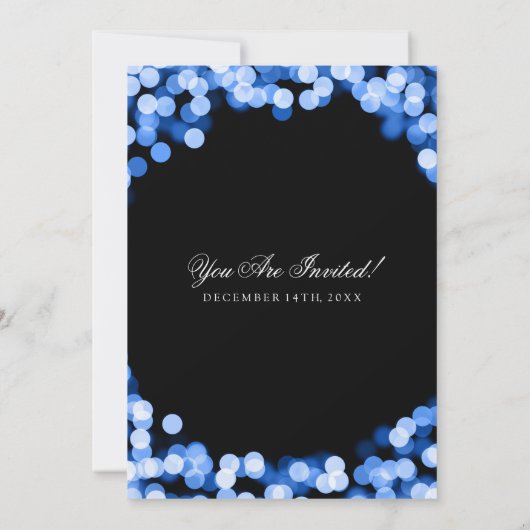 エレガントなウエディングブルーのスパークリーライト 招待状 (裏面)
