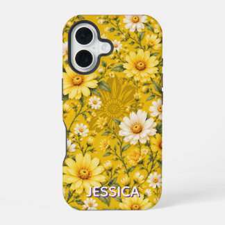 エレガントなウォームオレンジのデイジーの花 iPhone 16ケース
