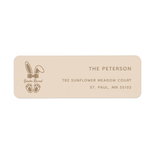 エレガントなウサギ ライトベージュ 性別発表 ラベル (正面)