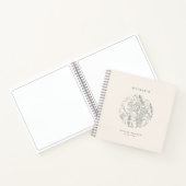 エレガントなエクリュ サージュグリーン 花 ハーブ ブライダルシャワー ノートブック (内部)