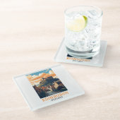 エレガントなエジンバラ スコットランド 城 ヴィンテージ トラベル ガラスコースター (アングル)