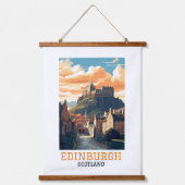 エレガントなエジンバラ スコットランド 城 ヴィンテージ トラベル 吊り下げ型タペストリー (正面)