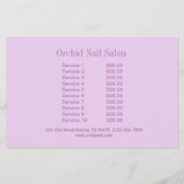 エレガントなエステティシャン SPA ネイルサロン 料金表 チラシ (裏面)