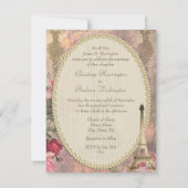 エレガントなエッフェル塔とバラのウェディング招待状 招待状 (裏面)