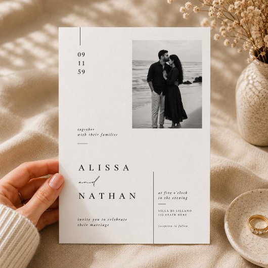 エレガントなエディトリアル結婚式招待状テンプレート 招待状