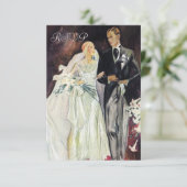エレガントなエドワード朝の結婚式RSVP 出欠カード (スタンド正面)