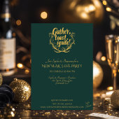 エレガントなエメラルドとシルバーの新年パーティー 招待状