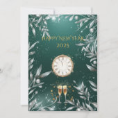 エレガントなエメラルドとシルバーの新年パーティー 招待状 (正面)