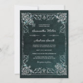 エレガントなエメラルドとダイヤモンドのウェディング 招待状 (正面)