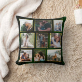 エレガントなエメラルドグリーンとゴールドのフォトコラージュ クッション (ブランケット)